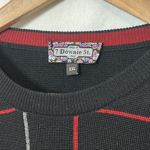 7 Downie Street Made in Italy Merino Wool Blend Crew Neck Striped Sweater XXL - Picture 10 of 16